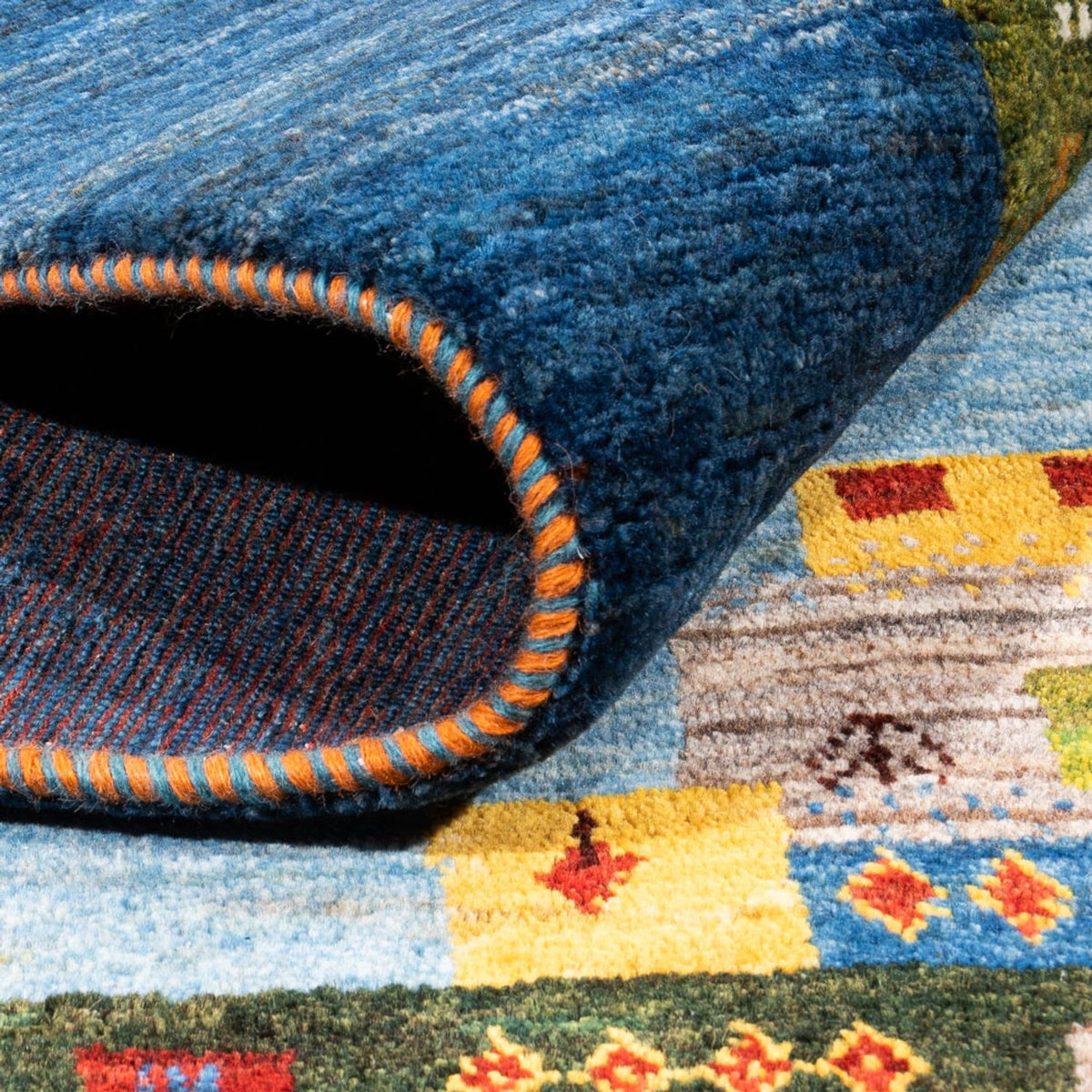 Gabbeh Tæppe - Loribaft Persisk - Royal - 192 x 159 cm - blå