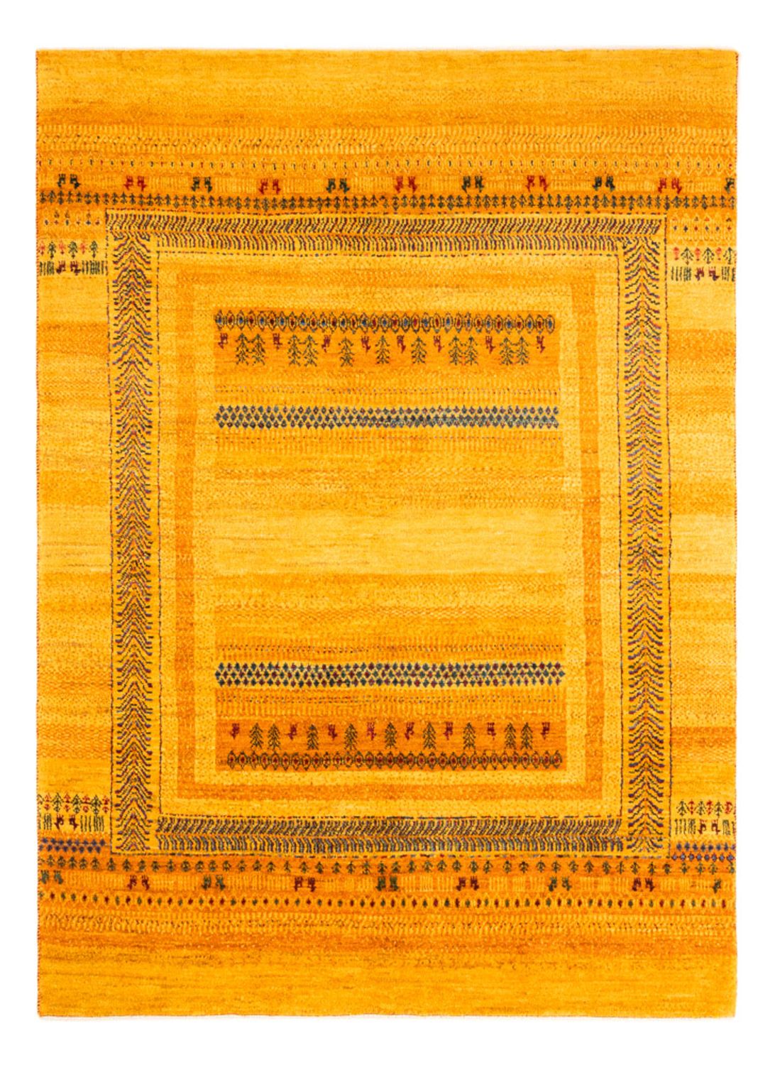 Gabbeh Tæppe - Loribaft Persisk - Royal - 205 x 144 cm - guld