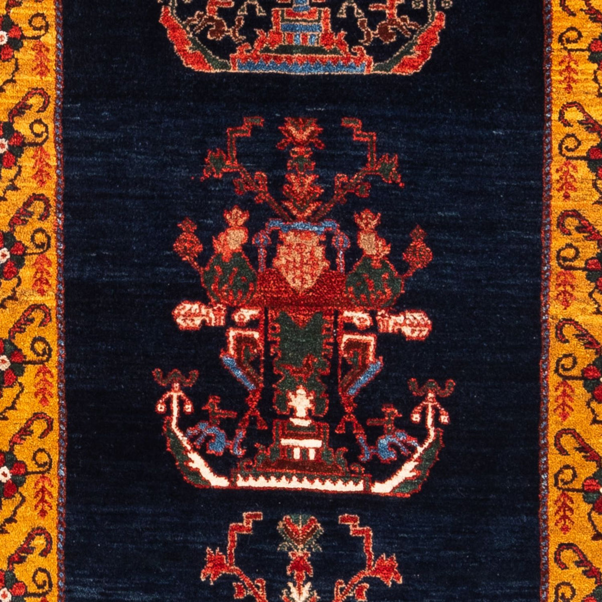 Løber Gabbeh-tæppe - Persisk - 253 x 84 cm - mørkeblå