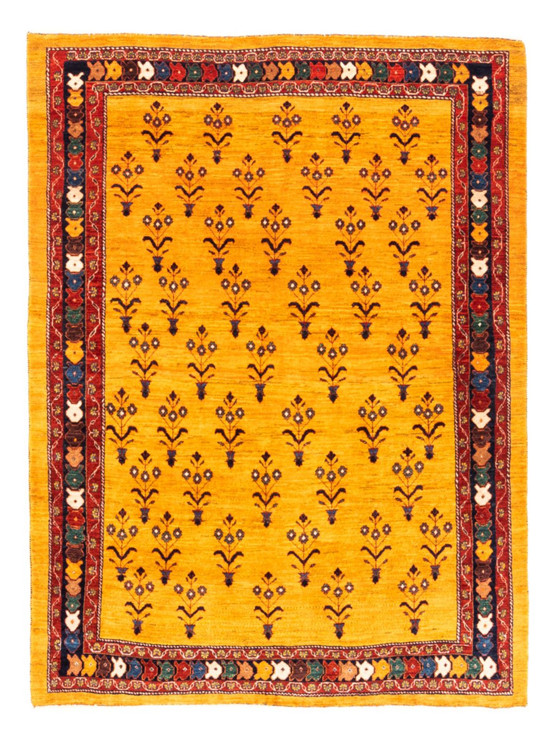 Gabbeh-tæppe - Persisk - 198 x 149 cm - guld