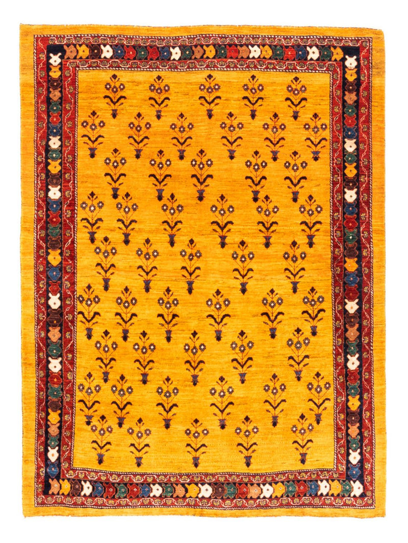 Gabbeh-tæppe - Persisk - 198 x 149 cm - guld