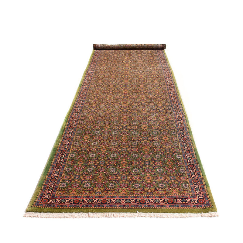 Løber Persisk tæppe - Tabriz - Royal - 377 x 100 cm - lysegrøn