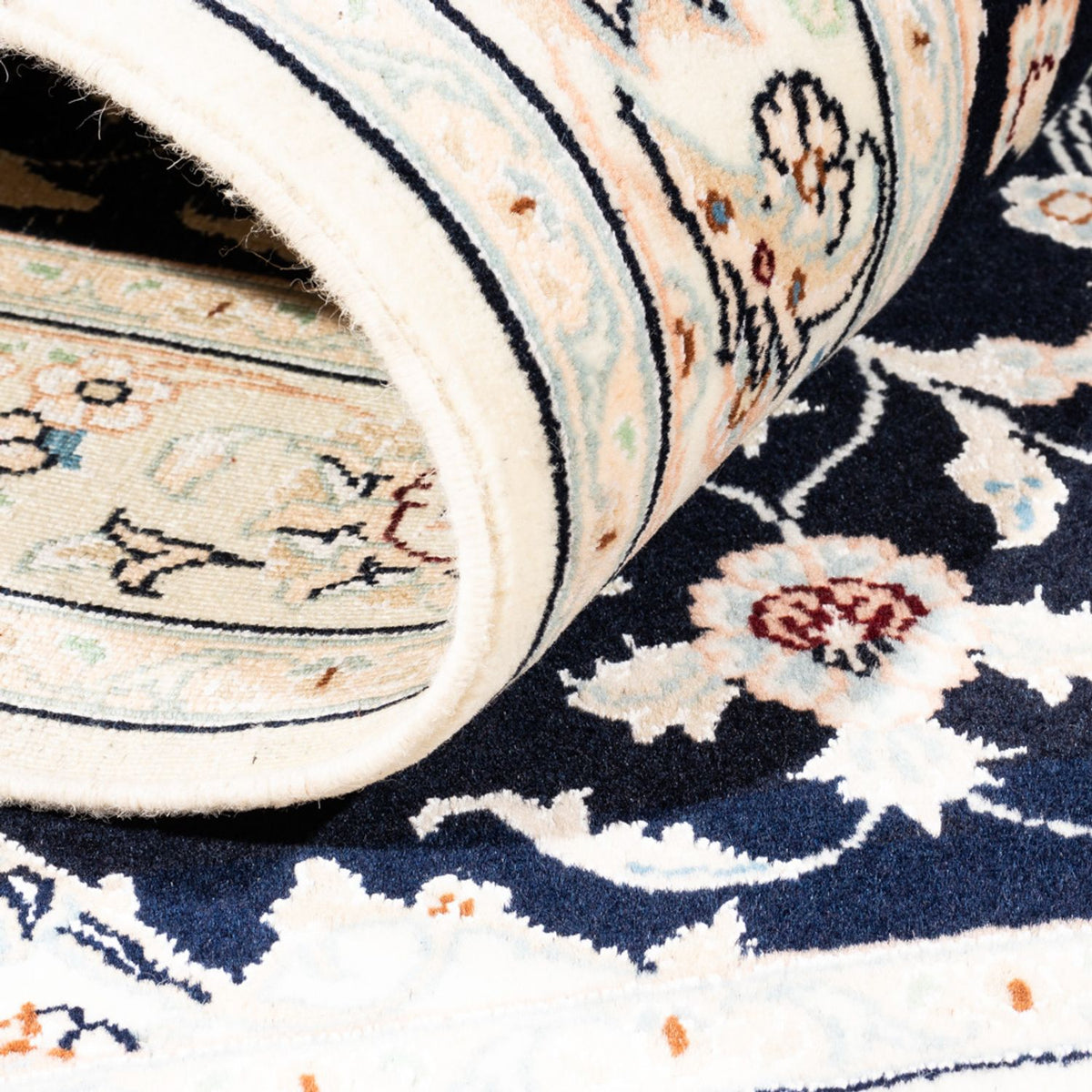 Persisk tæppe - Nain - Premium - 159 x 105 cm - mørkeblå