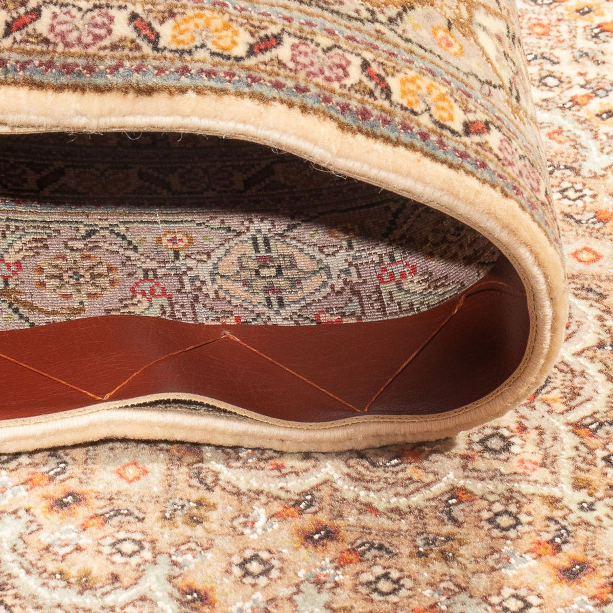Løber Persisk tæppe - Tabriz - Royal - 393 x 80 cm - beige