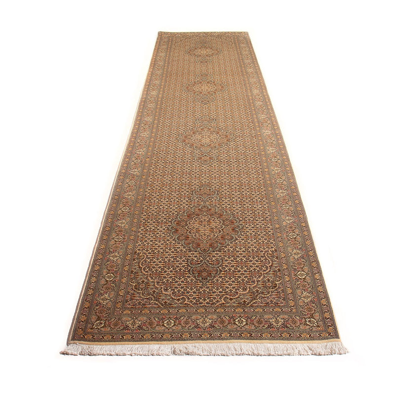 Løber Persisk tæppe - Tabriz - Royal - 393 x 80 cm - beige