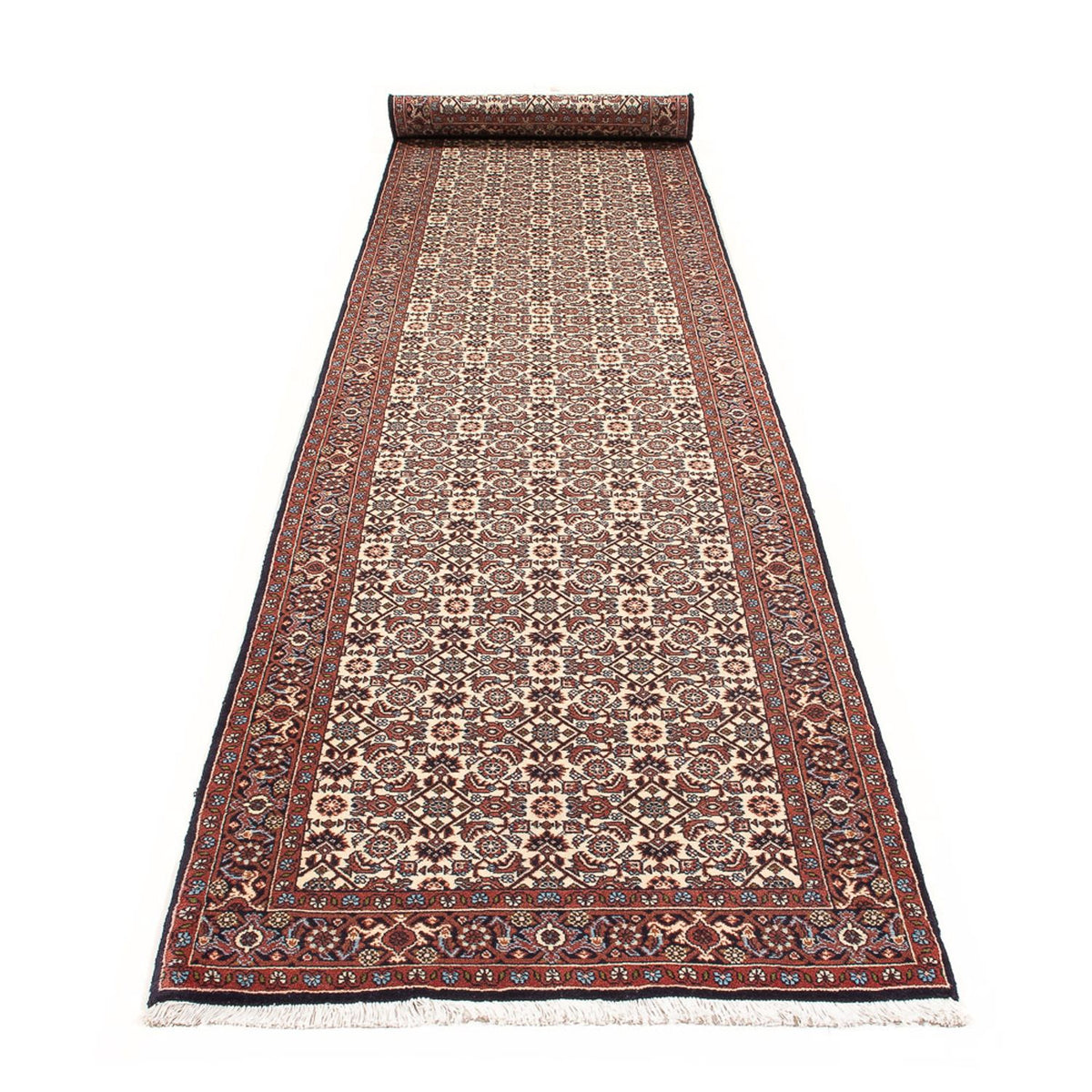 Løber Persisk tæppe - Bijar - 397 x 85 cm - creme
