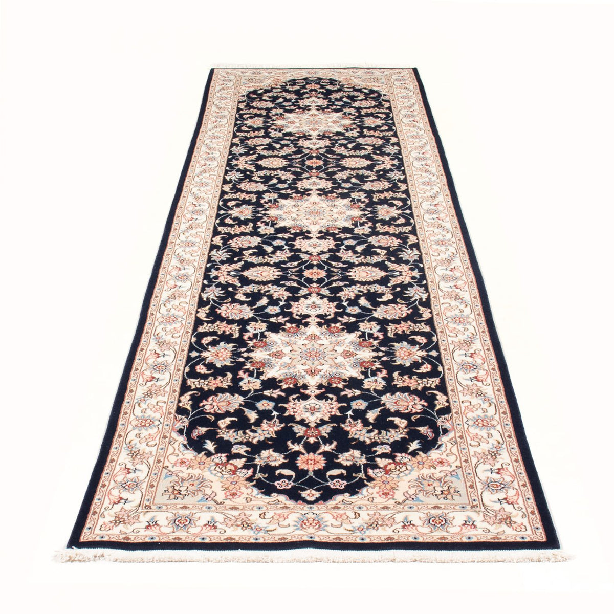 Løber Persisk tæppe - Tabriz - Royal - 297 x 80 cm - mørkeblå