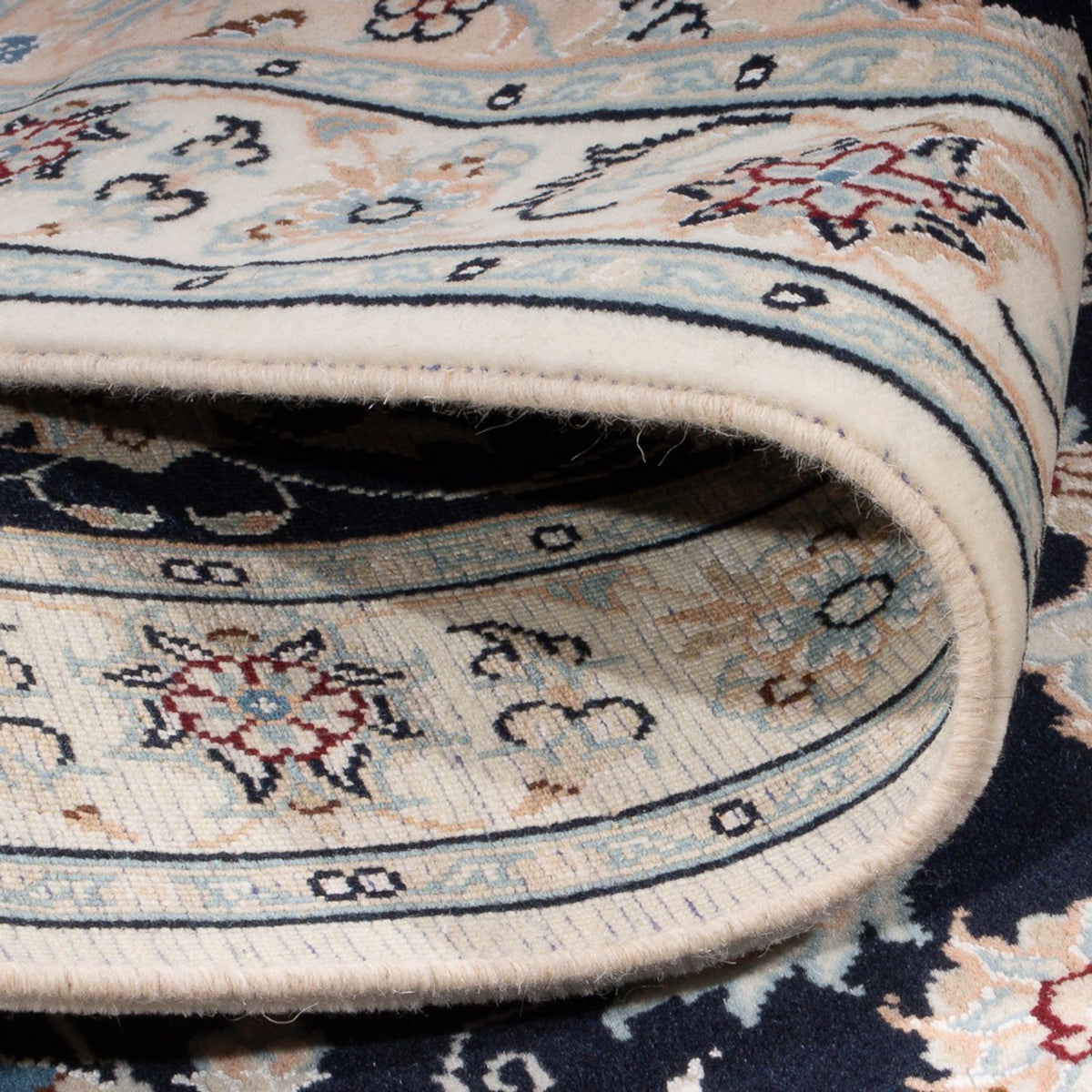 Persisk tæppe - Nain - Premium - 132 x 74 cm - mørkeblå