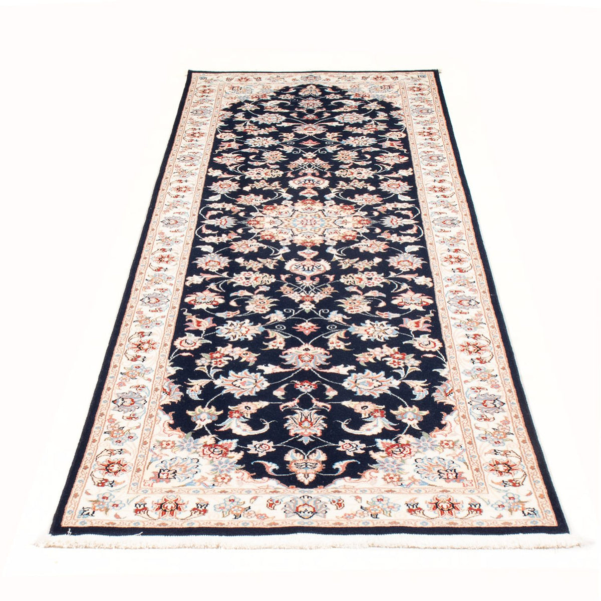 Løber Persisk tæppe - Tabriz - Royal - 251 x 80 cm - mørkeblå