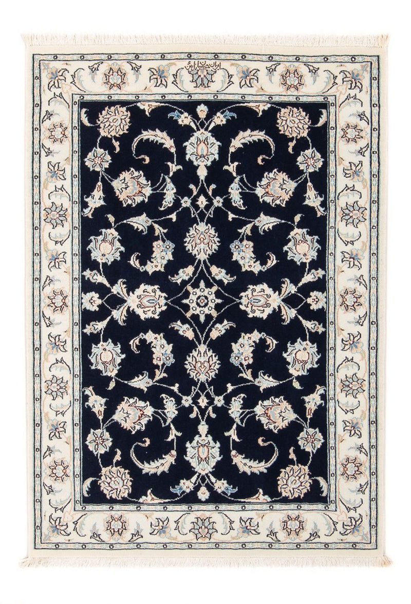 Persisk tæppe - Nain - Premium - 118 x 81 cm - mørkeblå