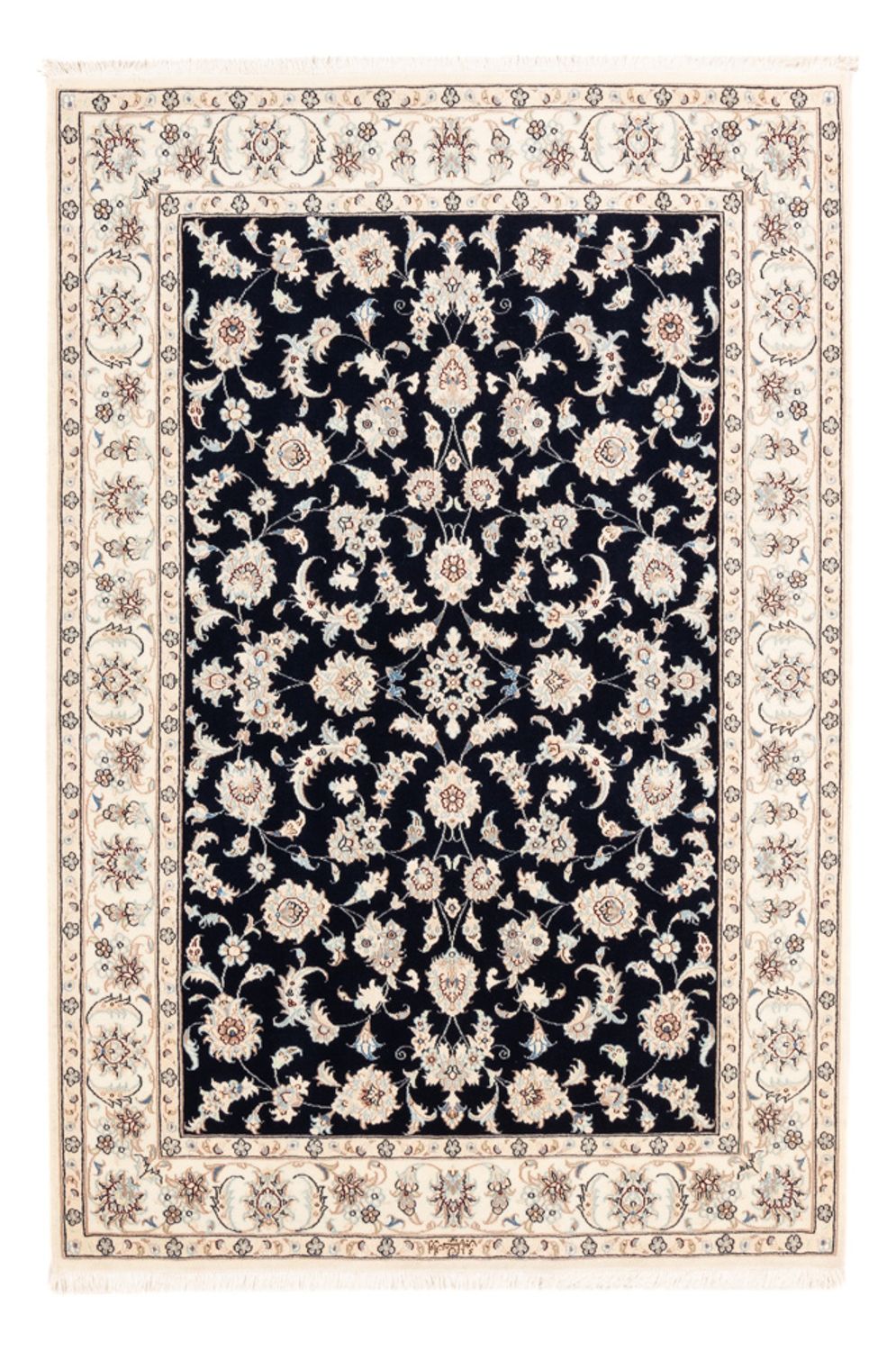 Persisk tæppe - Nain - Premium - 182 x 121 cm - mørkeblå