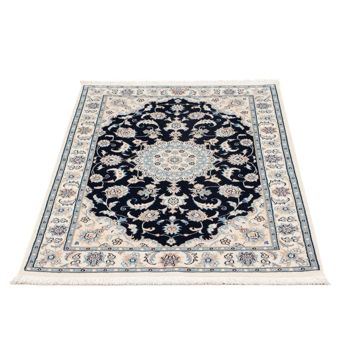Persisk tæppe - Nain - Premium - 122 x 81 cm - mørkeblå