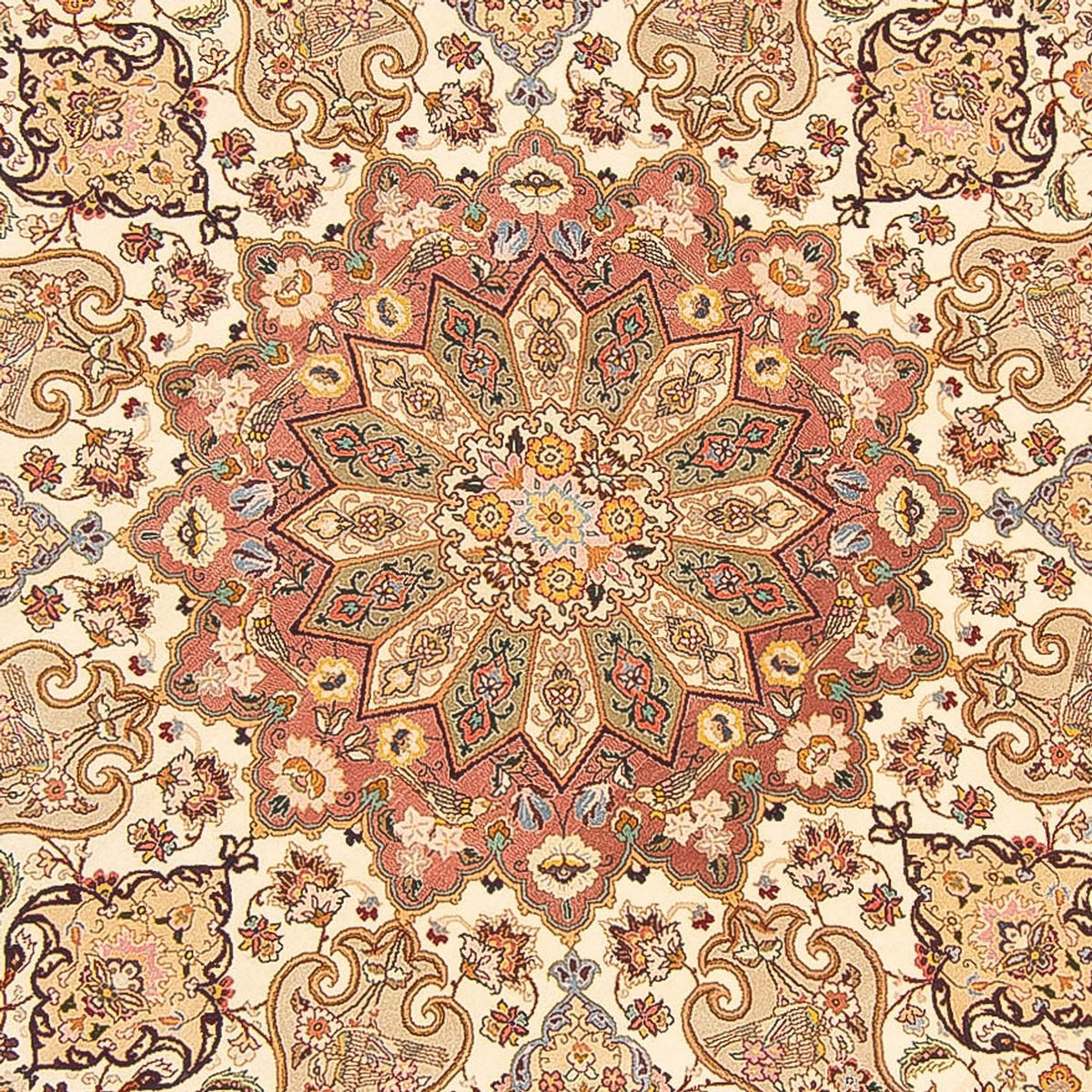 Persisk tæppe - Tabriz - Royal rundt  - 200 x 200 cm - creme