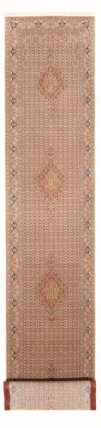 Løber Persisk tæppe - Tabriz - Royal - 403 x 82 cm - beige