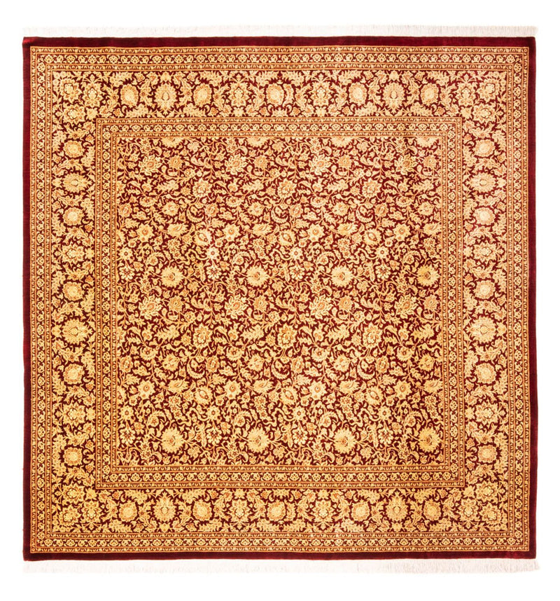 Silketæppe - Ghom Silk - Premium firkantet  - 200 x 200 cm - guld