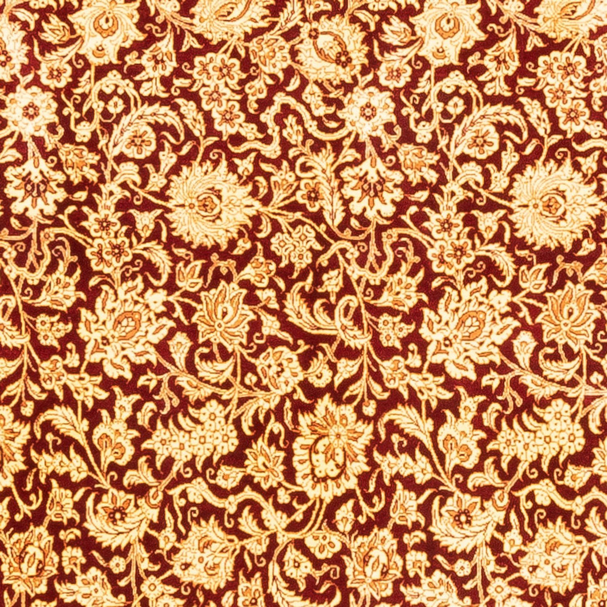 Silketæppe - Ghom Silk - Premium firkantet  - 200 x 200 cm - guld
