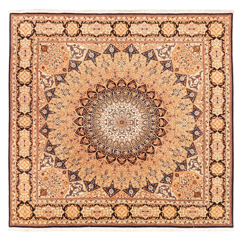 Persisk tæppe - Tabriz - Royal firkantet  - 200 x 200 cm - lys beige