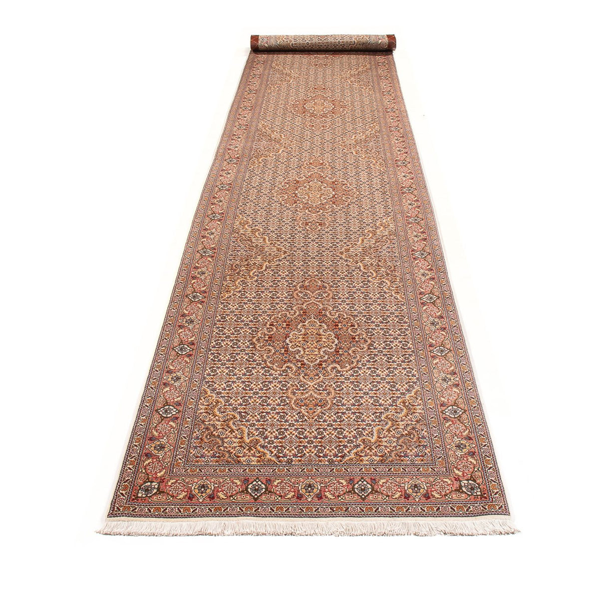 Løber Persisk tæppe - Tabriz - Royal - 400 x 78 cm - beige