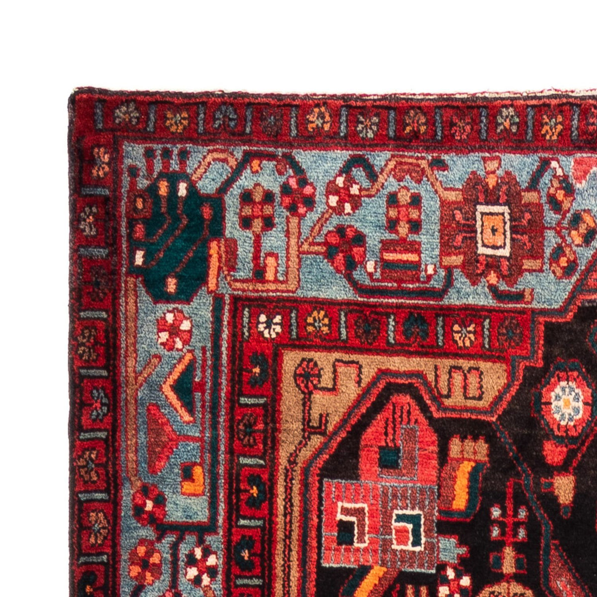 Løber Persisk tæppe - Nomadisk - 343 x 154 cm - mørkeblå
