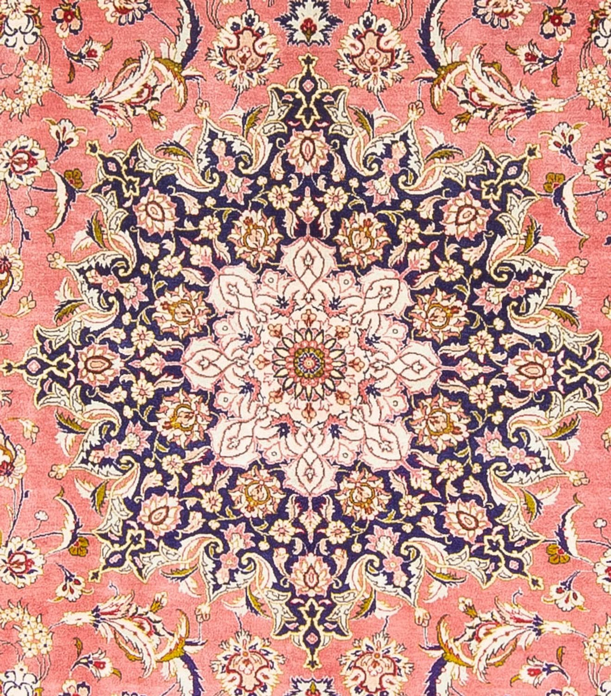 Silketæppe - Ghom Silk - Premium firkantet - 247 x 247 cm - lysrød
