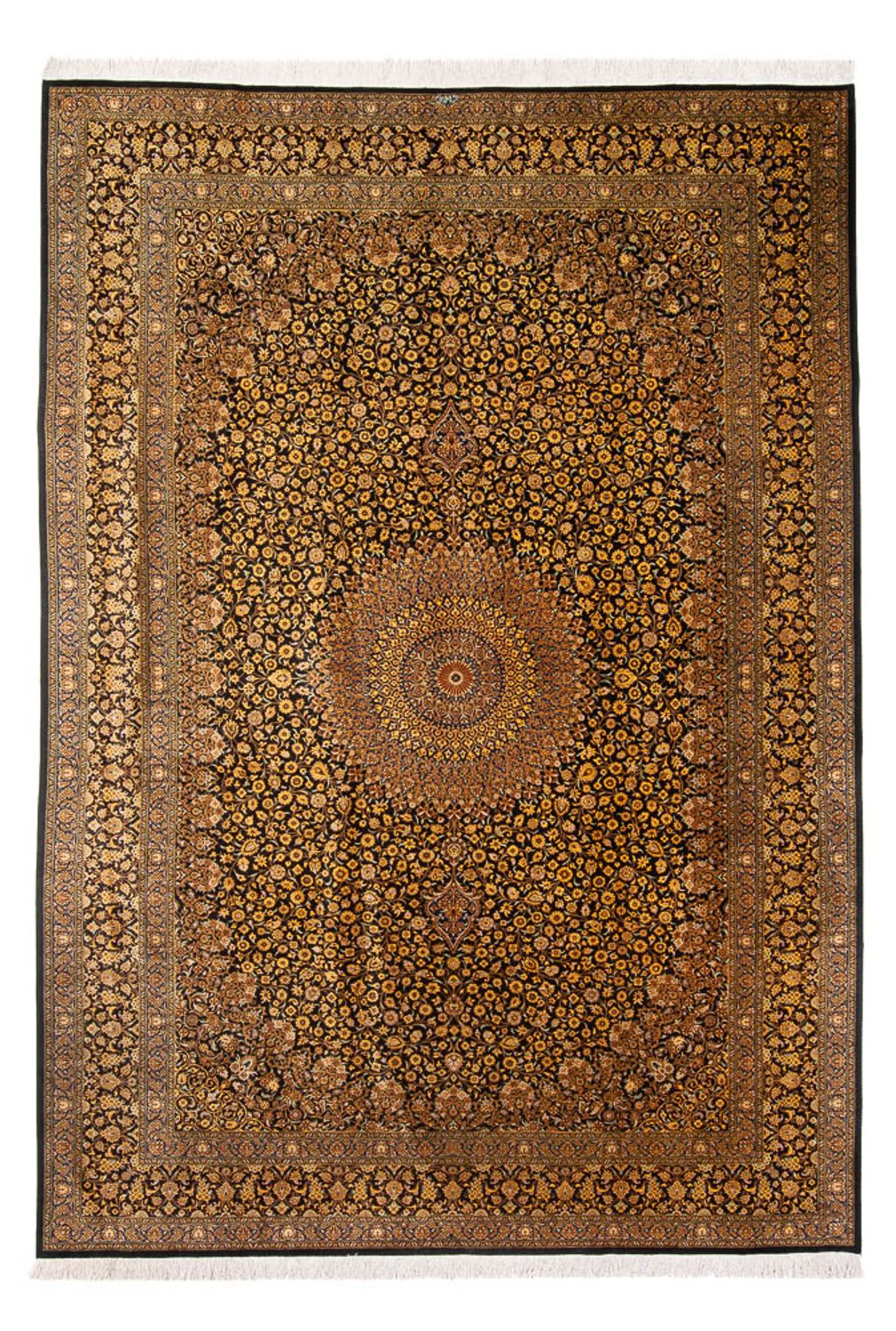 Silketæppe - Ghom Silk - Premium - 353 x 242 cm - sort