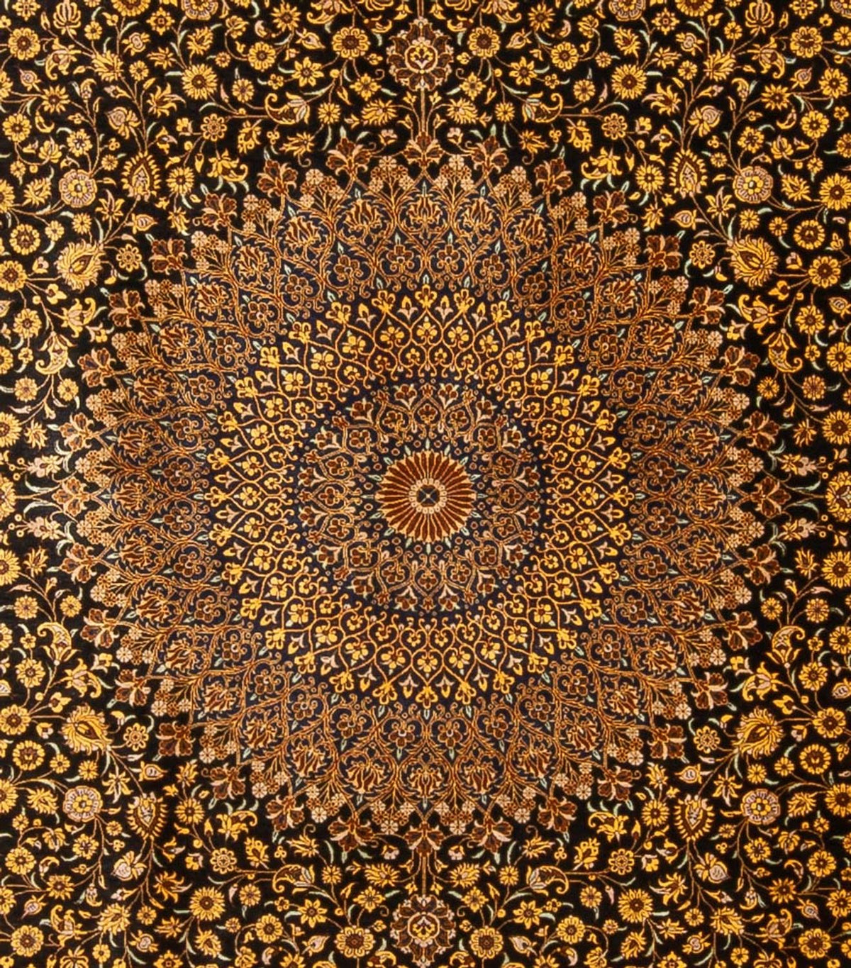 Silketæppe - Ghom Silk - Premium - 353 x 242 cm - sort