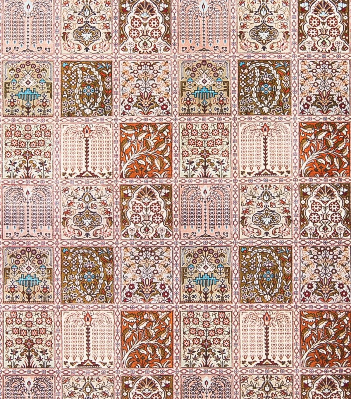 Silketæppe - Ghom Silk - Premium firkantet  - 250 x 250 cm - flerfarvet