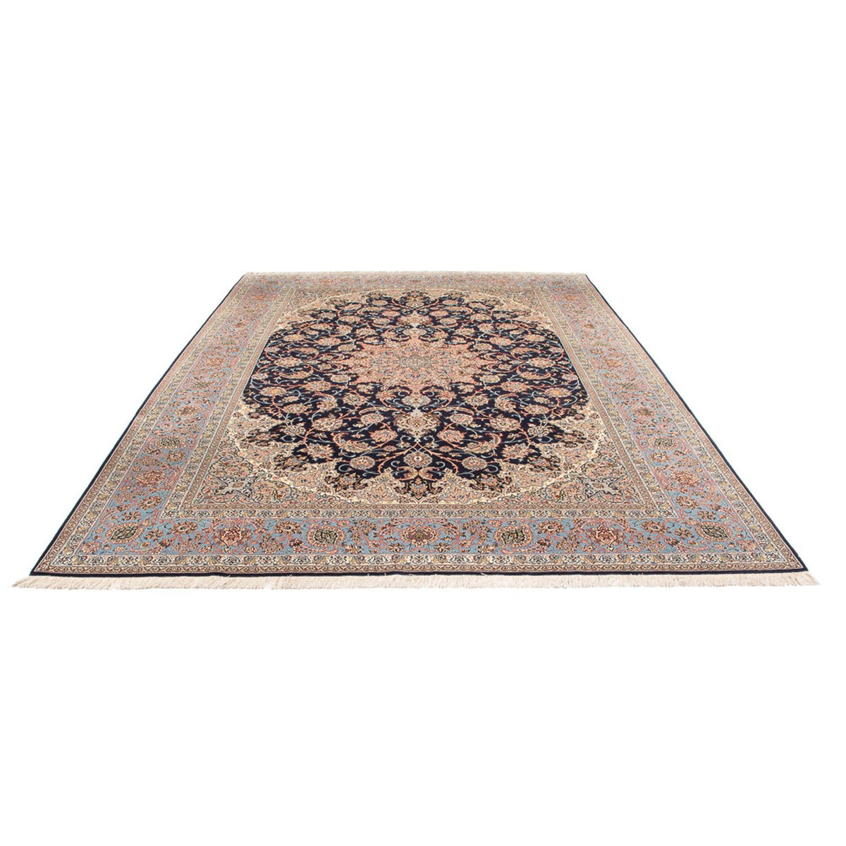 Persisk tæppe - Isfahan - Premium - 355 x 248 cm - mørkeblå
