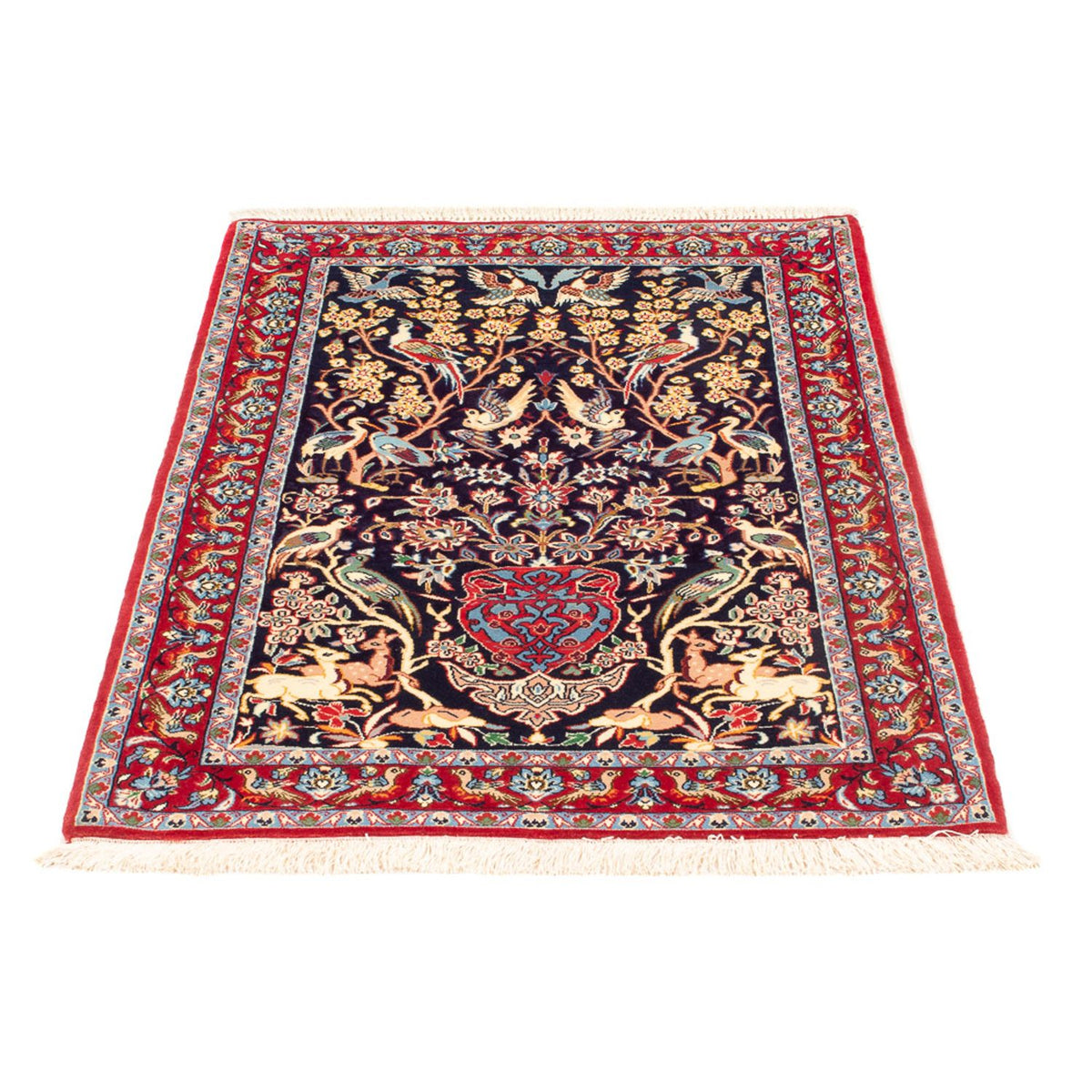 Persisk tæppe - Isfahan - Premium - 106 x 72 cm - mørkeblå