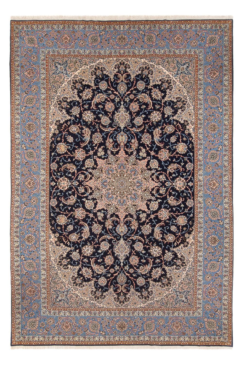 Persisk tæppe - Isfahan - Premium - 355 x 255 cm - mørkeblå