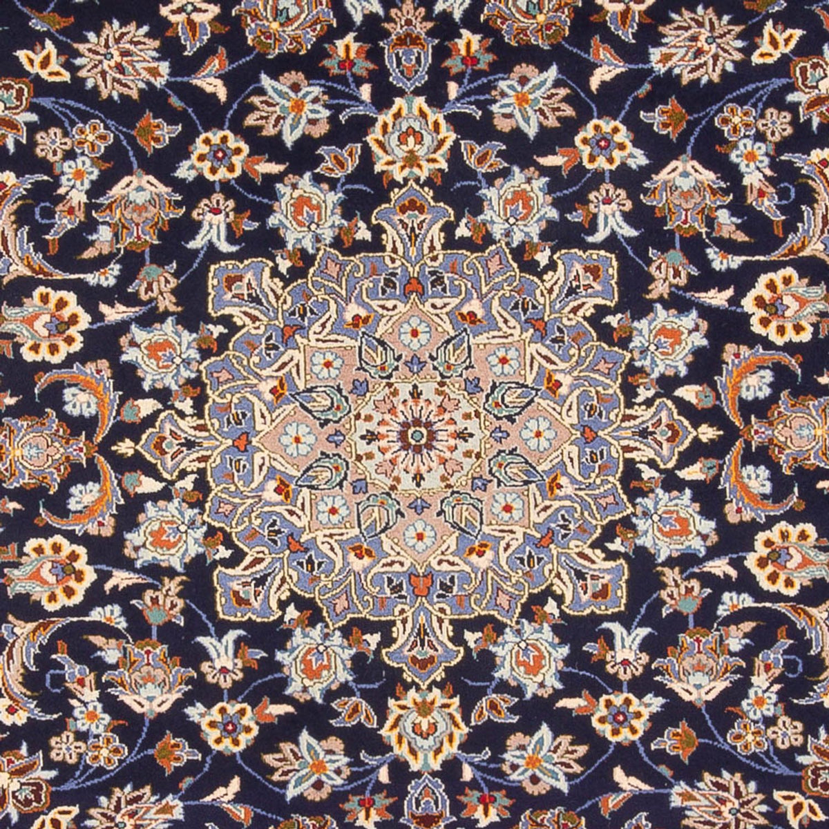 Persisk tæppe - Keshan - 395 x 292 cm - mørkeblå