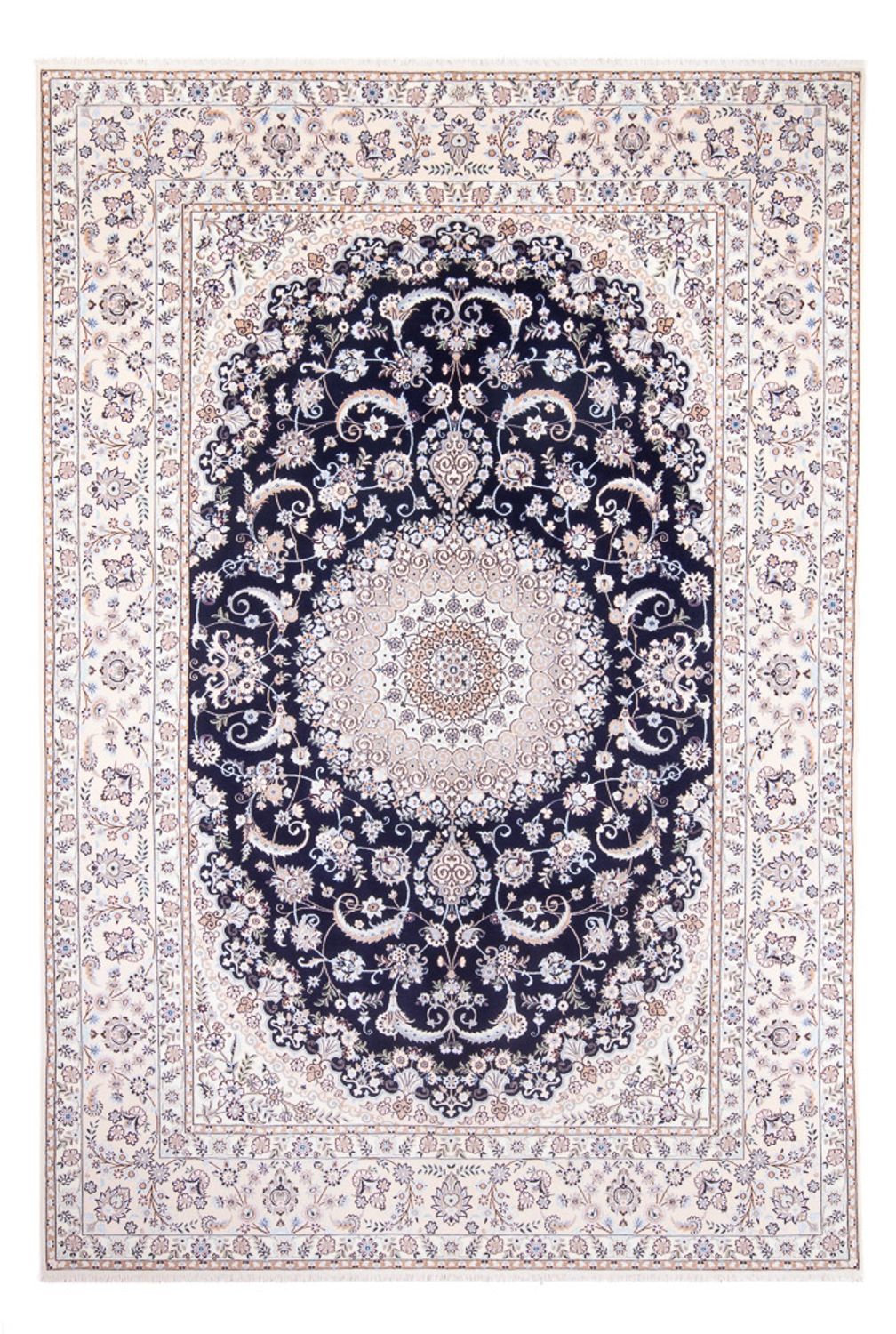 Persisk tæppe - Nain - Premium - 306 x 207 cm - mørkeblå