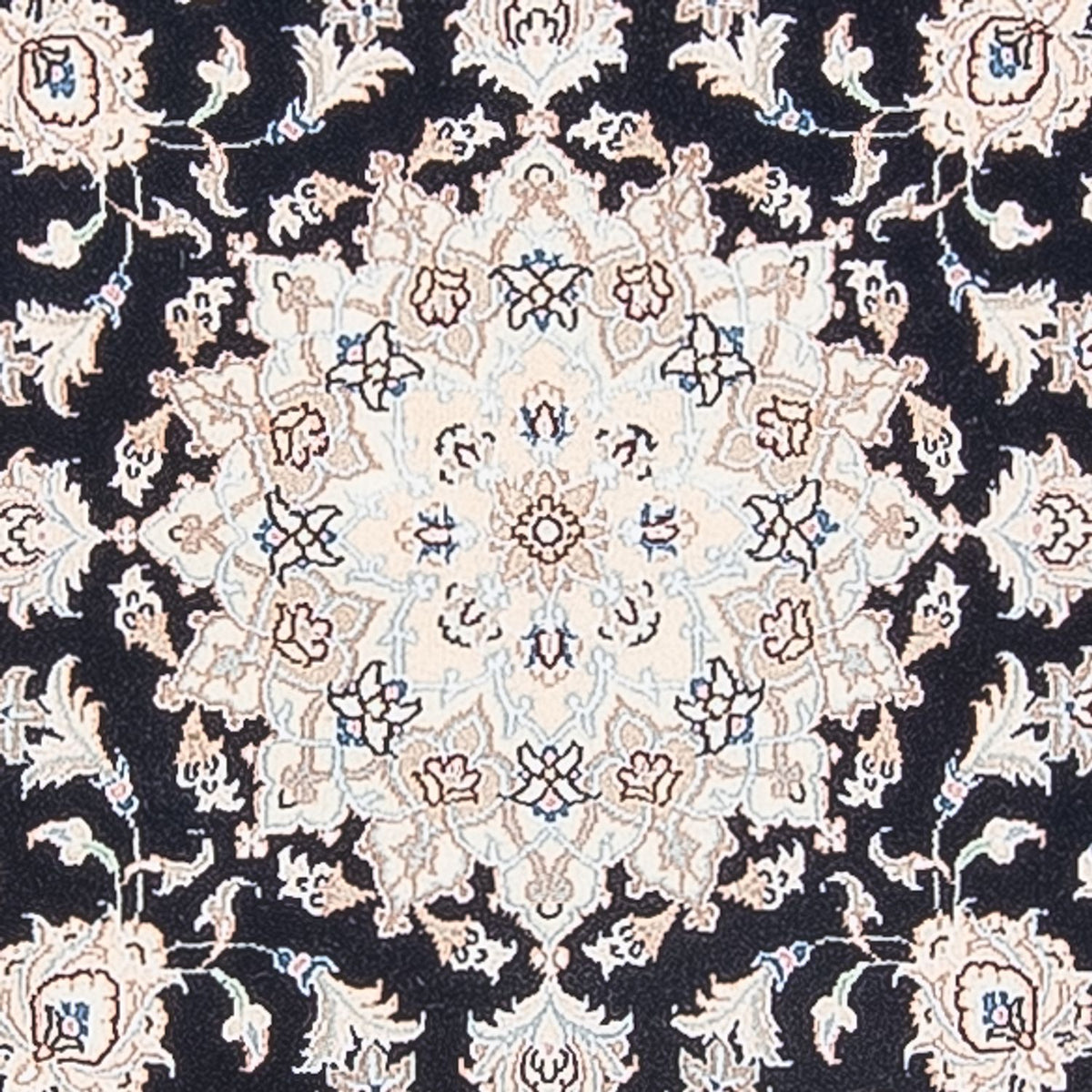 Persisk tæppe - Nain - Premium rundt  - 105 x 104 cm - mørkeblå