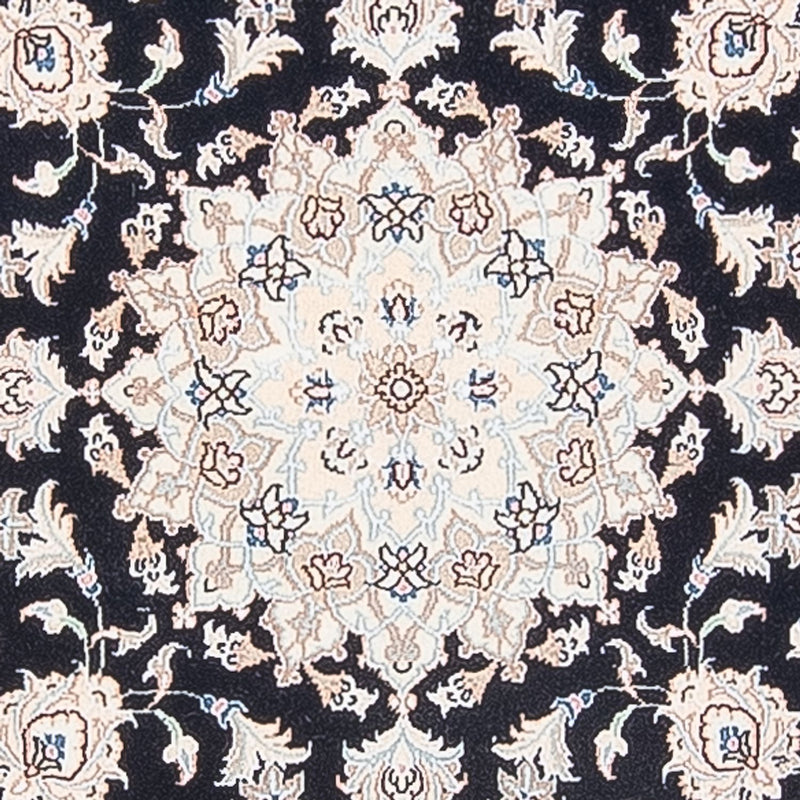 Persisk tæppe - Nain - Premium rundt  - 105 x 104 cm - mørkeblå