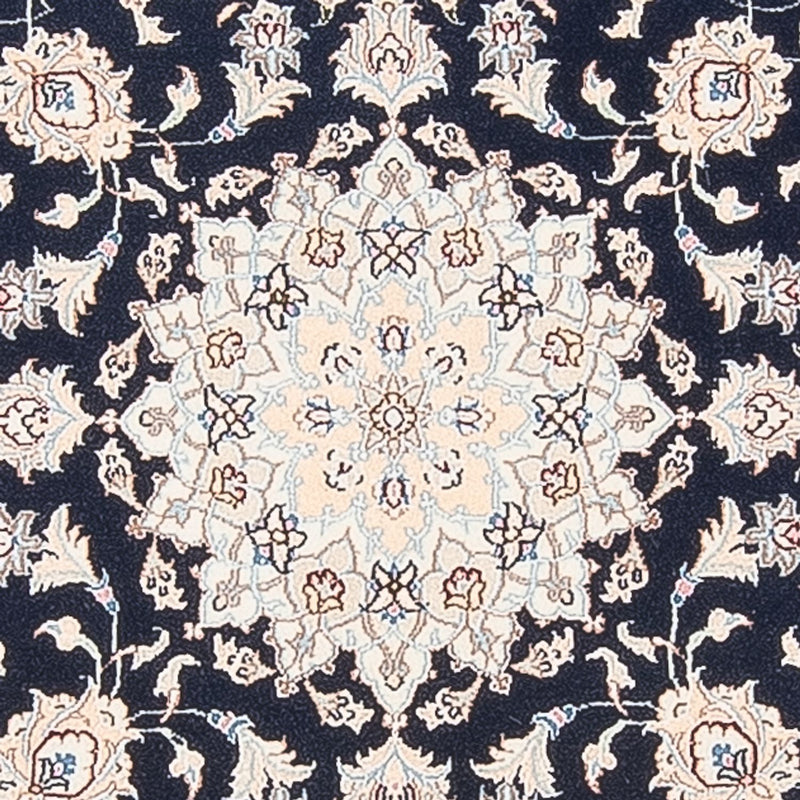 Persisk tæppe - Nain - Premium rundt  - 111 x 105 cm - mørkeblå