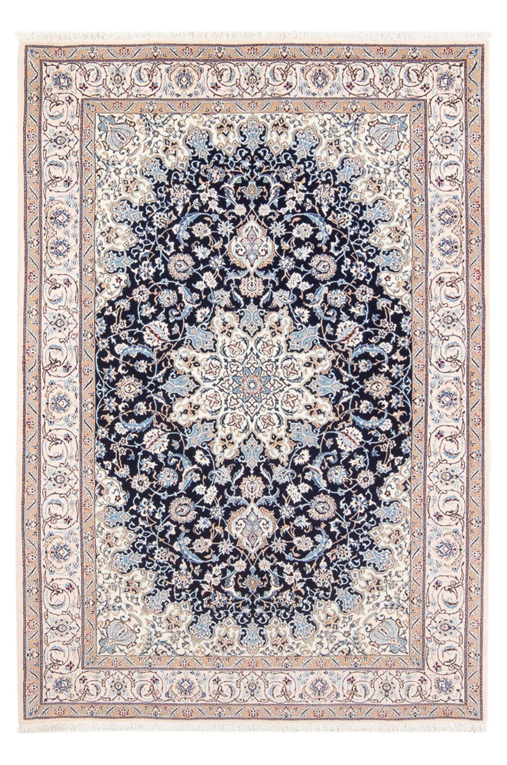 Persisk tæppe - Nain - Premium - 198 x 130 cm - mørkeblå