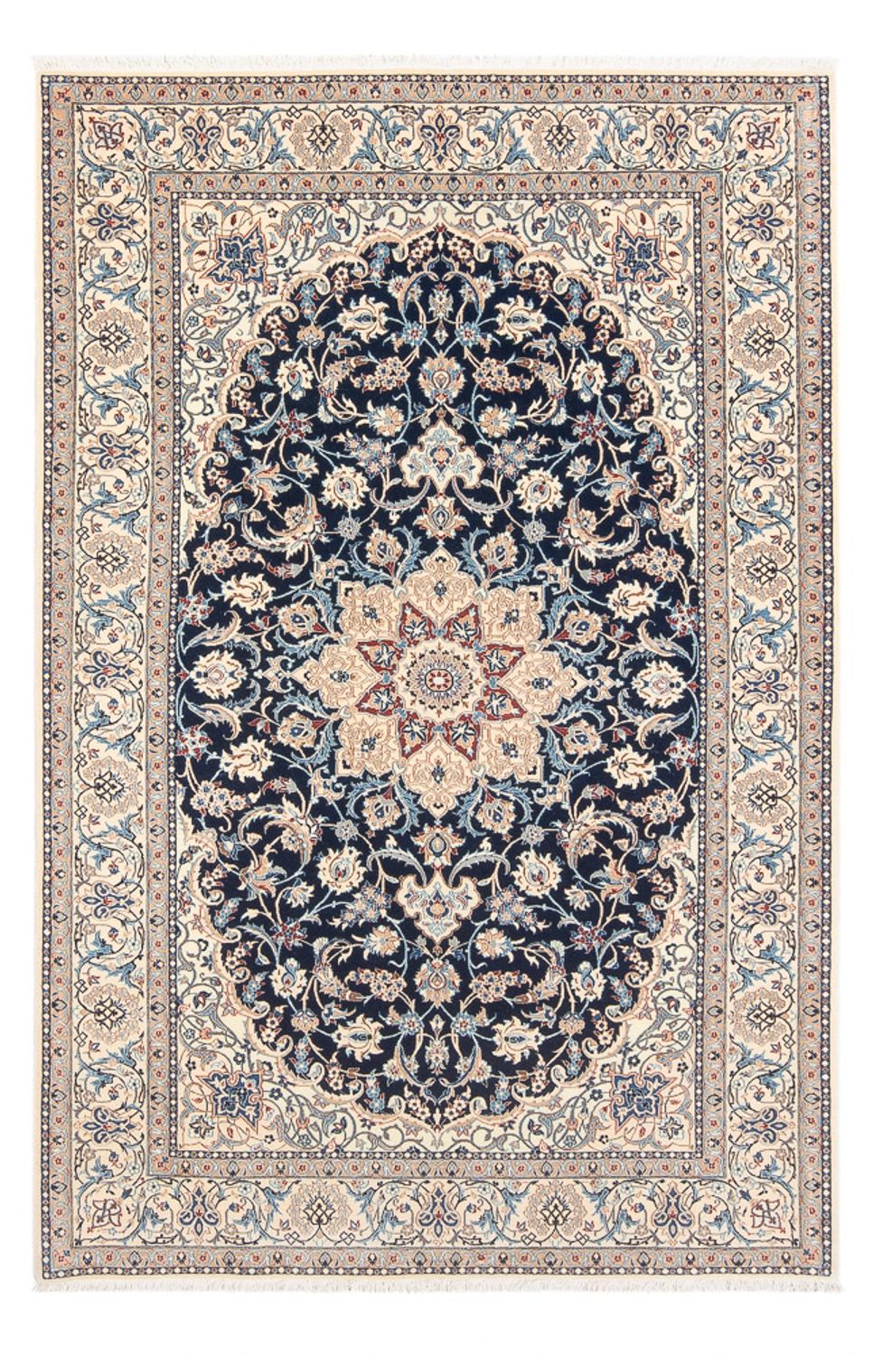 Persisk tæppe - Nain - Premium - 196 x 133 cm - mørkeblå