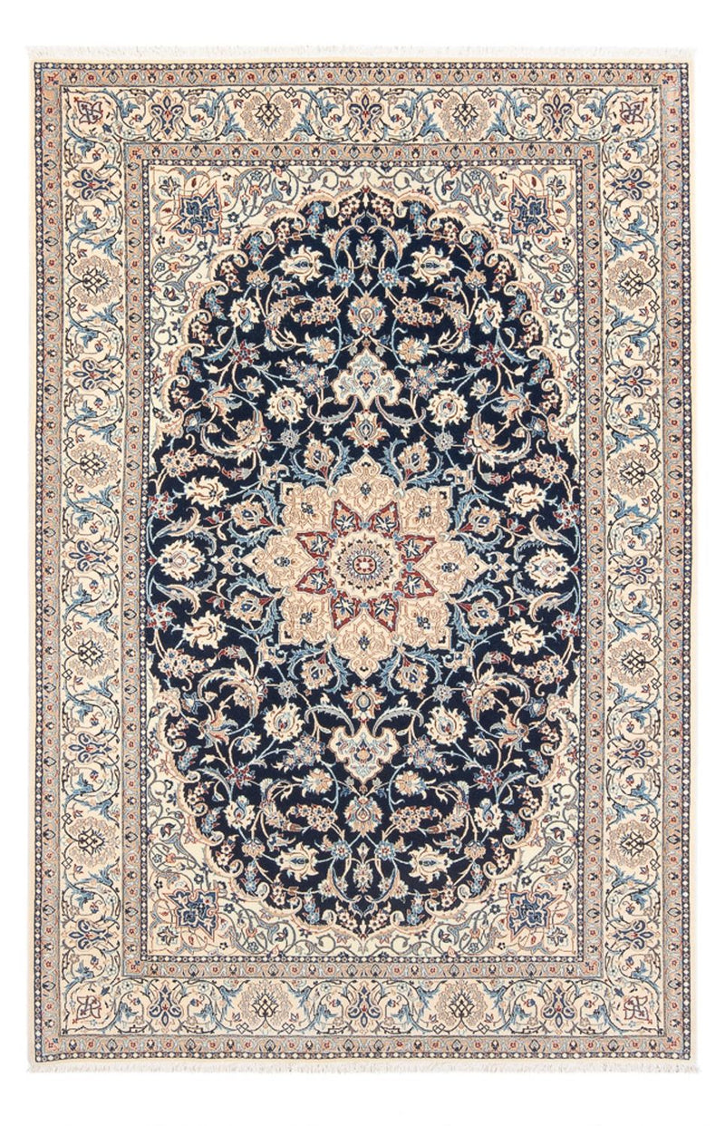 Persisk tæppe - Nain - Premium - 196 x 133 cm - mørkeblå