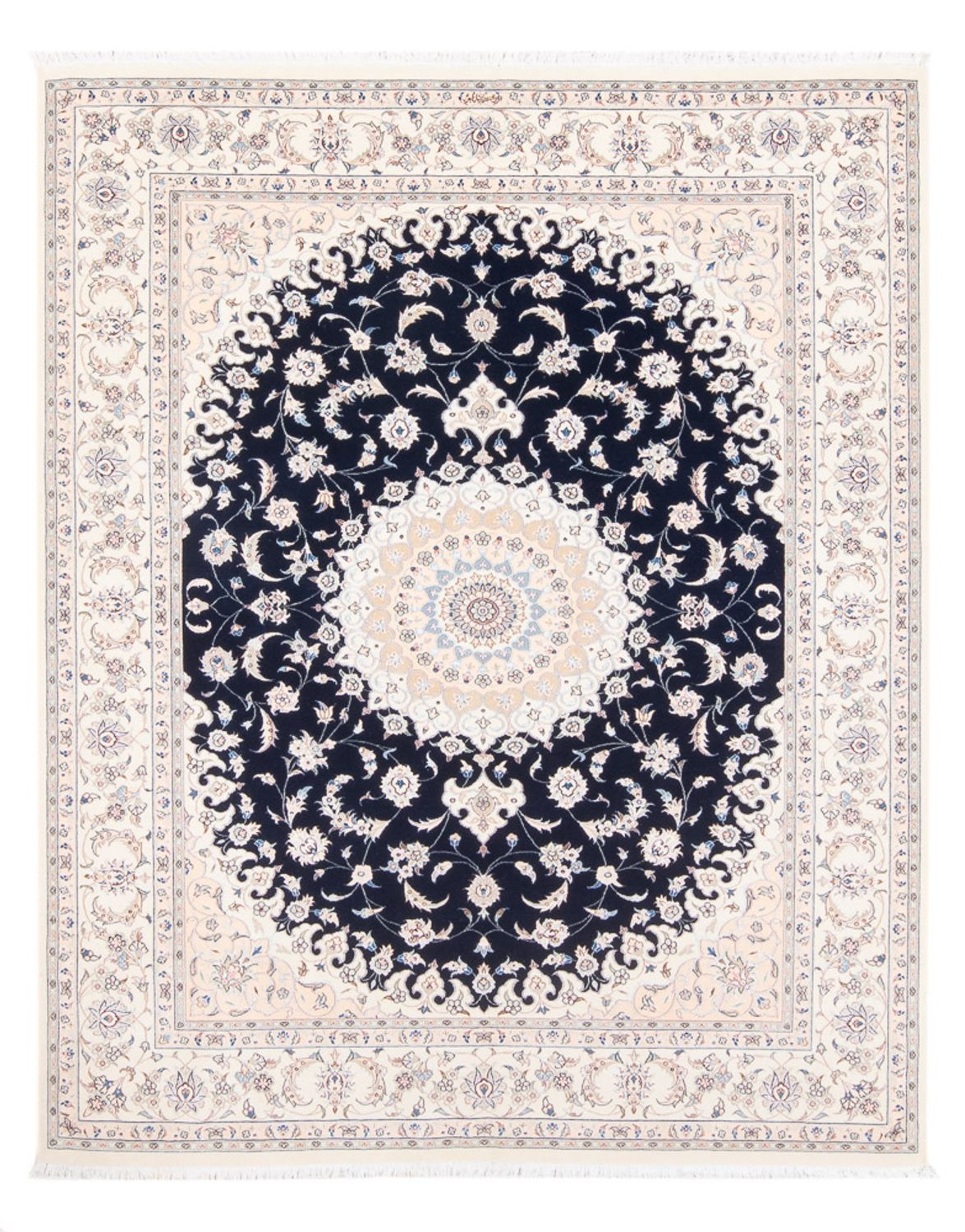 Persisk tæppe - Nain - Premium - 198 x 132 cm - mørkeblå