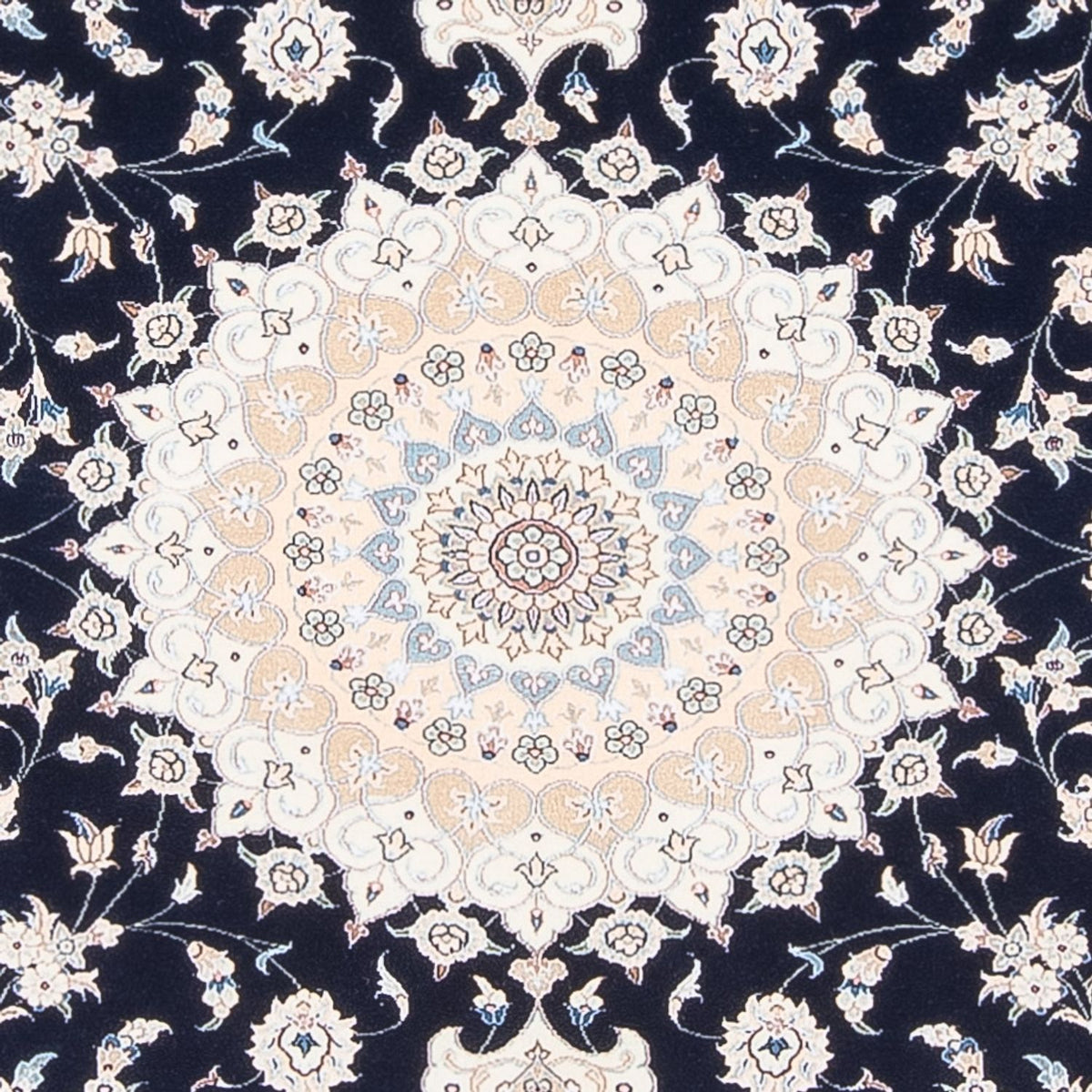 Persisk tæppe - Nain - Premium - 198 x 132 cm - mørkeblå