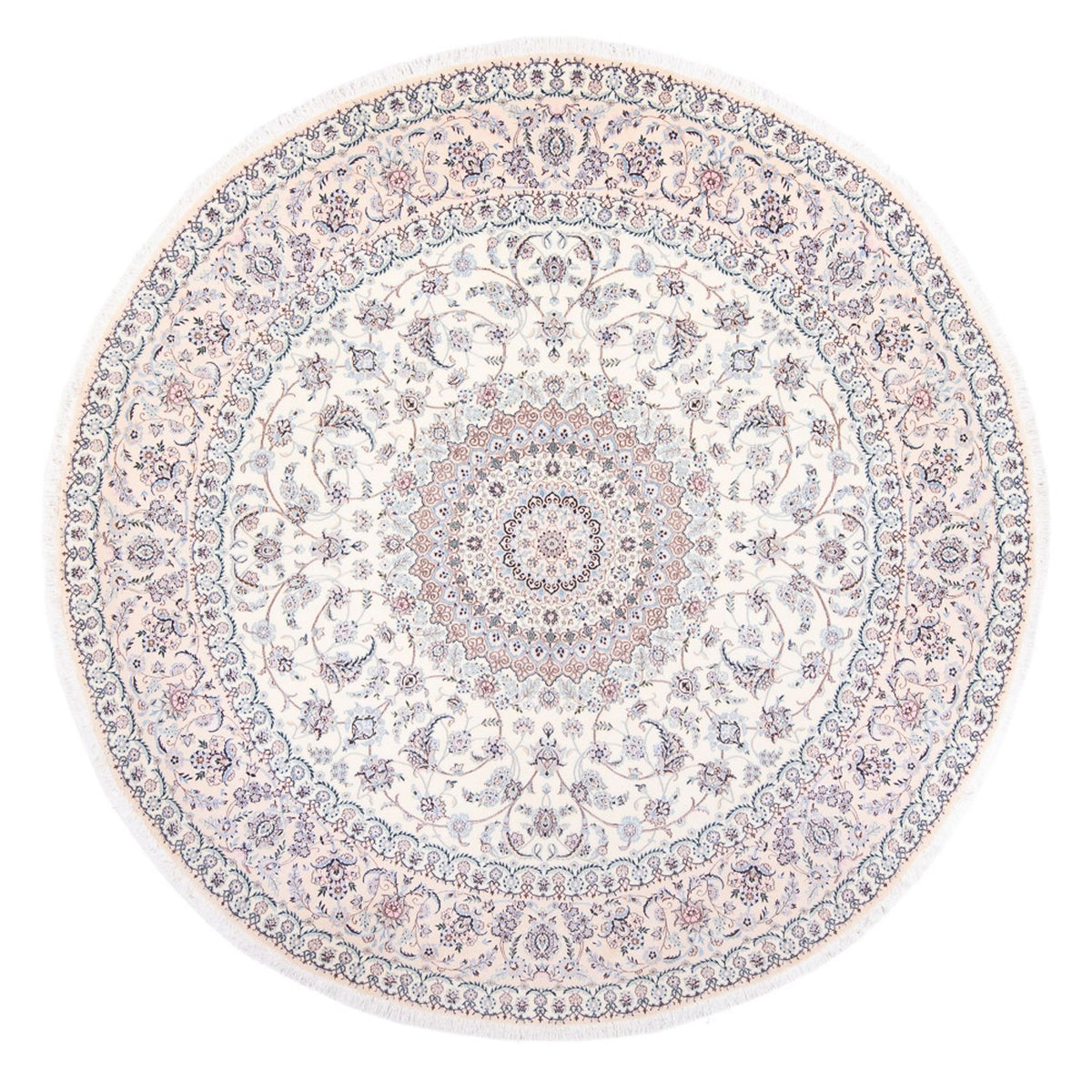Persisk tæppe - Nain - Premium rundt  - 247 x 247 cm - creme