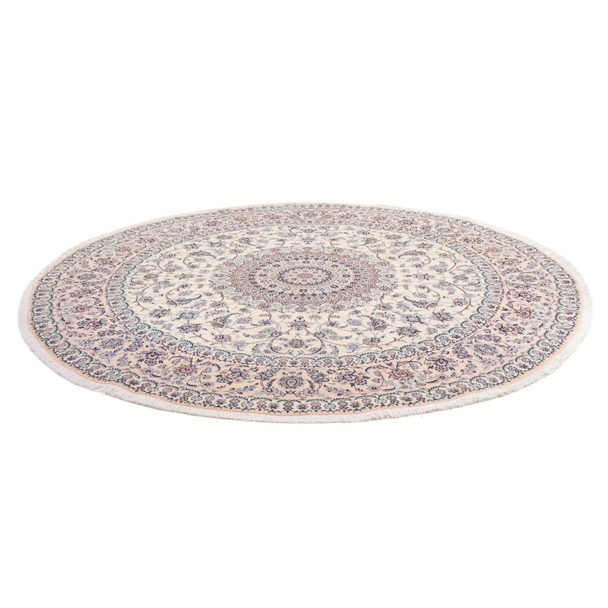 Persisk tæppe - Nain - Premium rundt  - 247 x 247 cm - creme