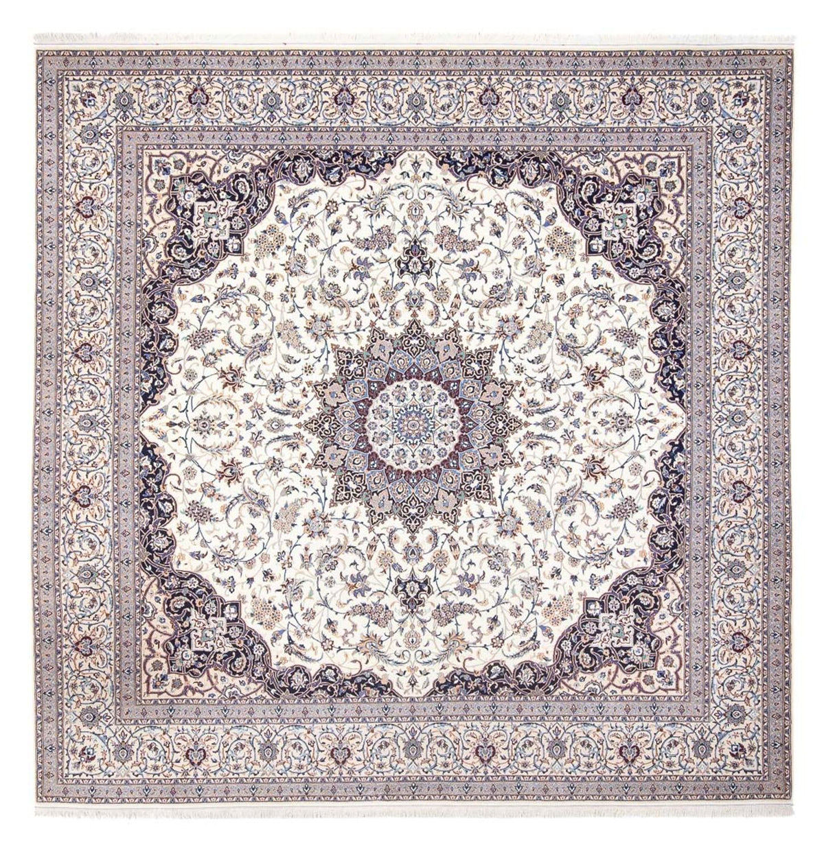 Persisk tæppe - Nain - Premium firkantet - 308 x 308 cm - creme