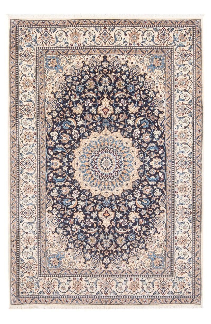 Persisk tæppe - Nain - Premium - 202 x 129 cm - mørkeblå
