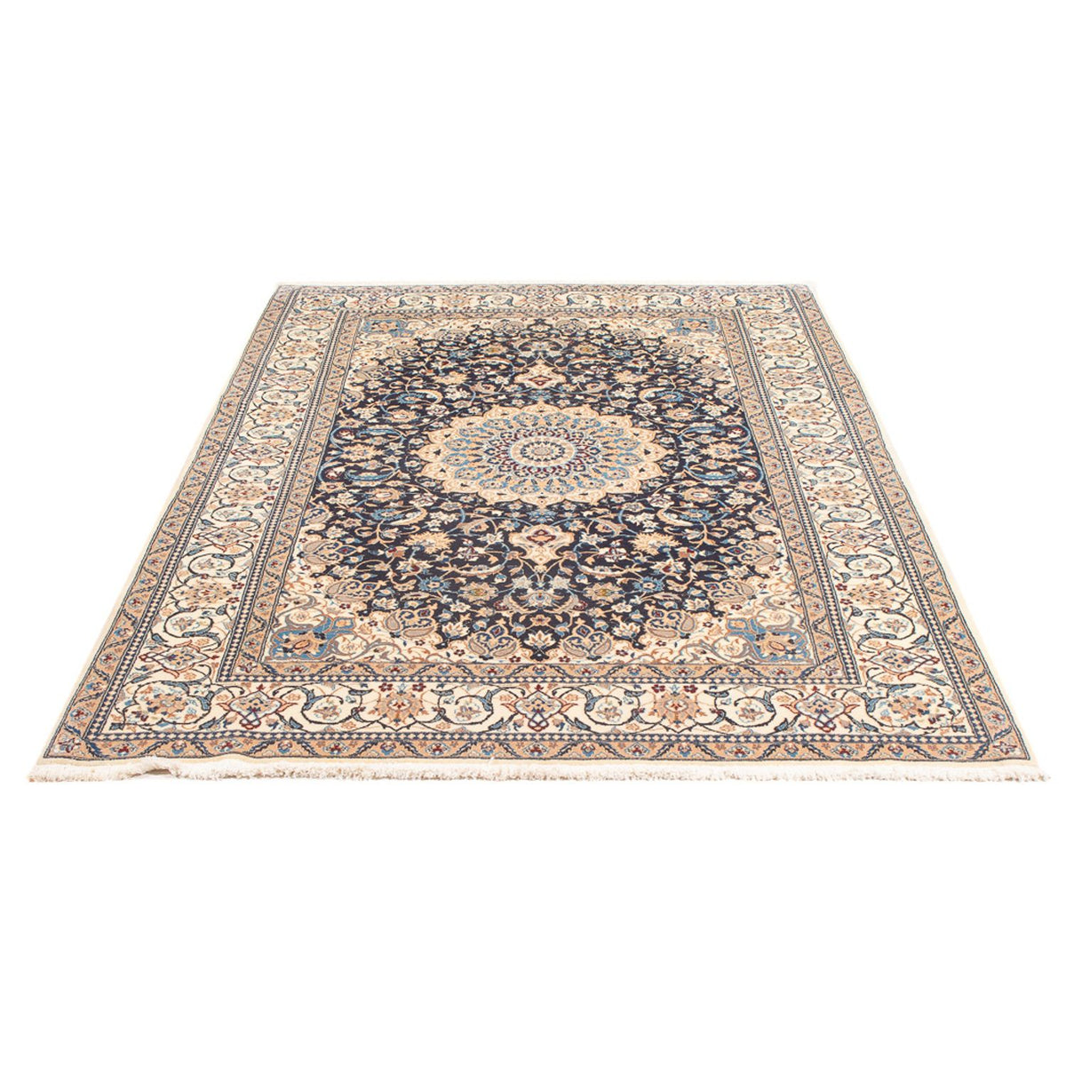 Persisk tæppe - Nain - Premium - 202 x 129 cm - mørkeblå