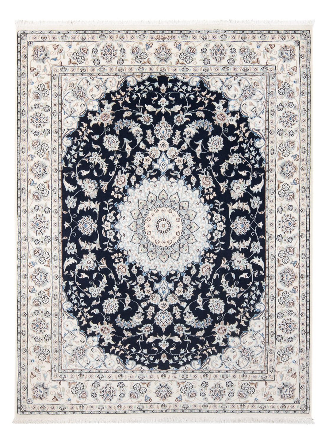 Persisk tæppe - Nain - Premium - 196 x 150 cm - mørkeblå