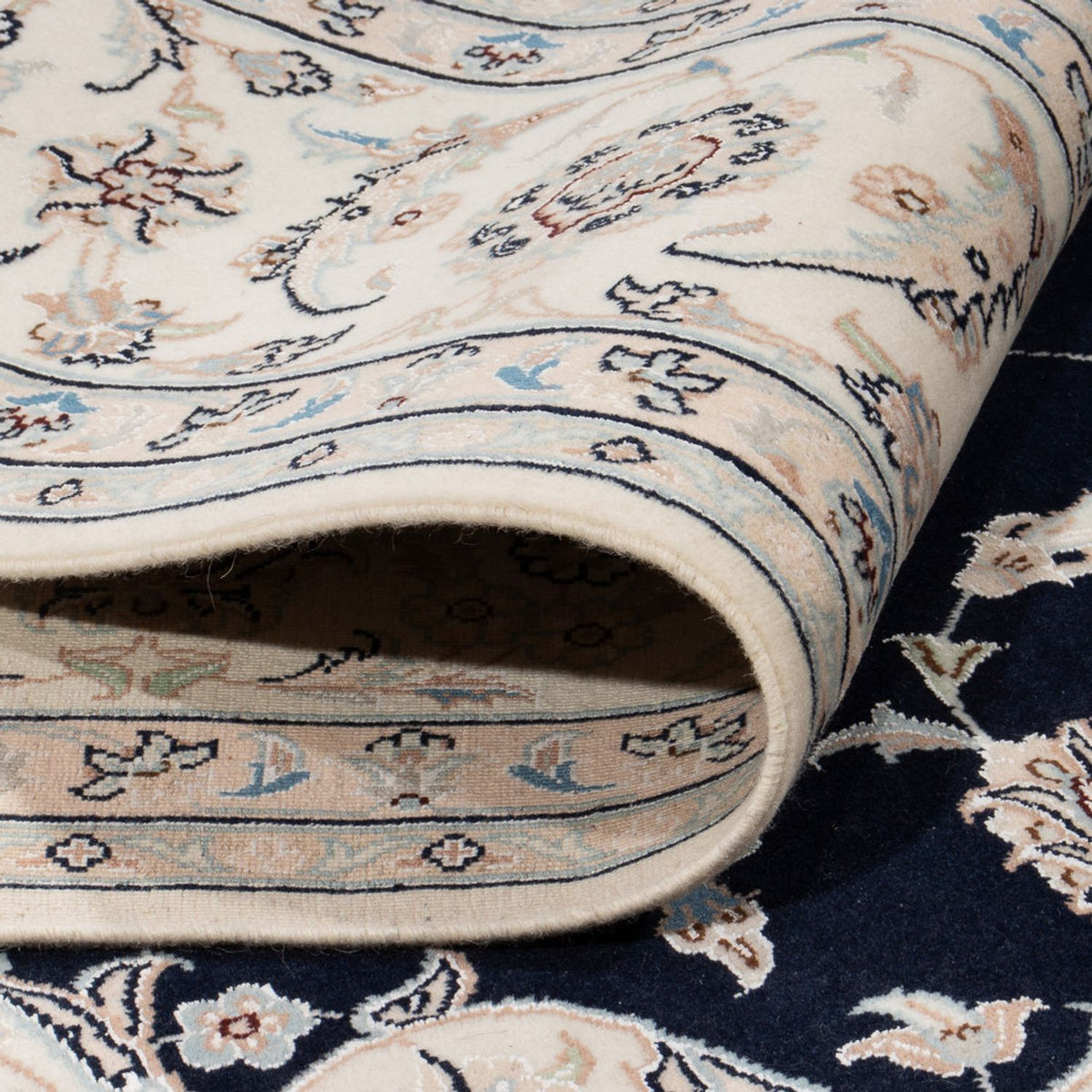 Persisk tæppe - Nain - 280 x 227 cm - mørkeblå