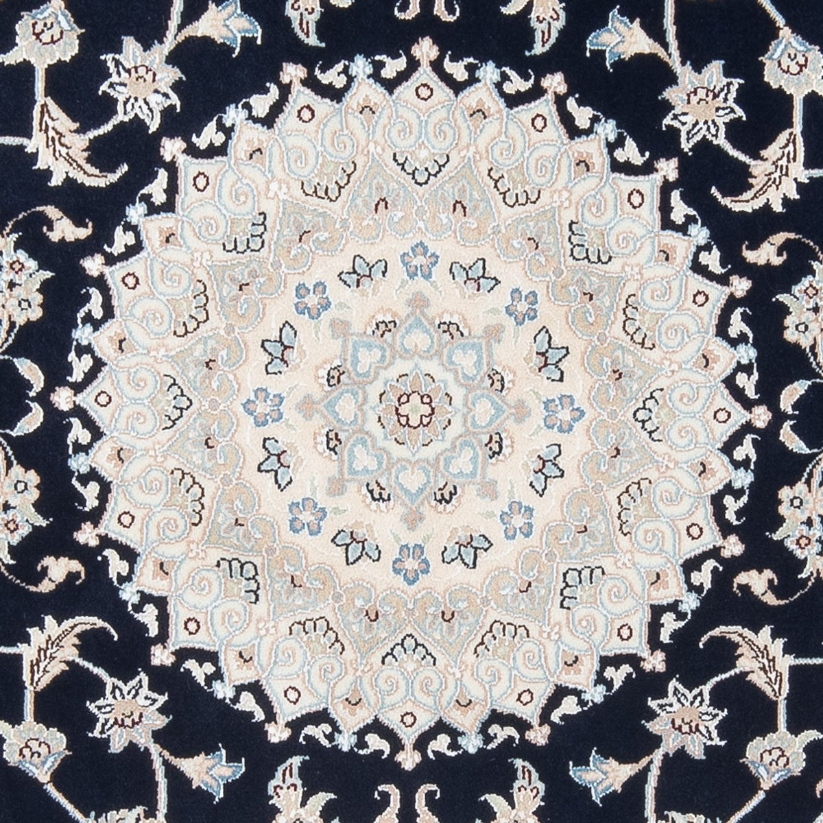 Persisk tæppe - Nain - Premium rundt - 150 x 150 cm - mørkeblå