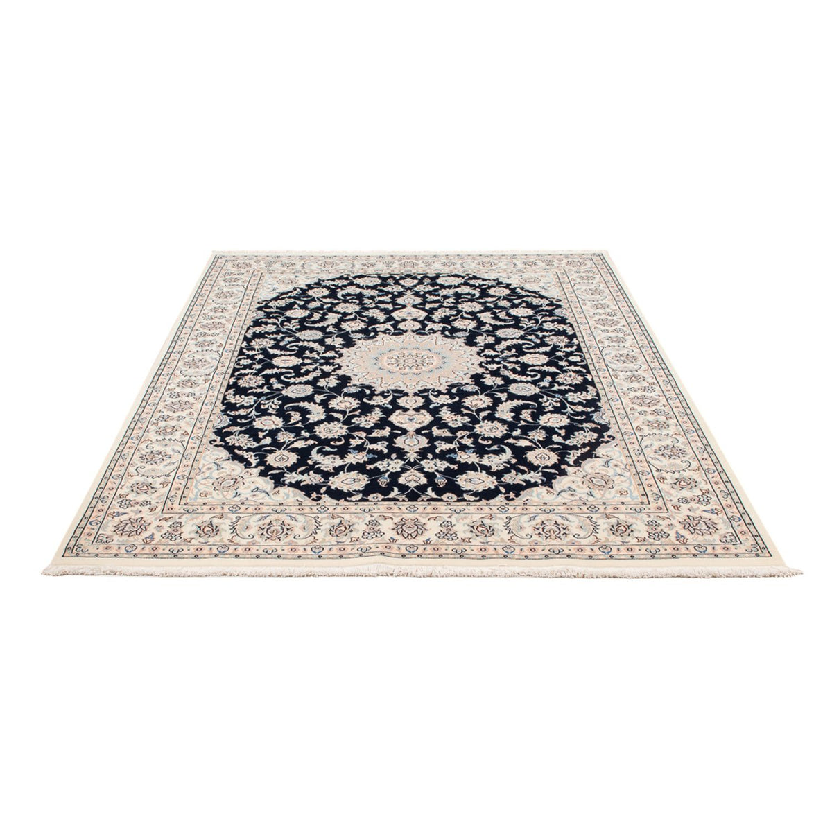 Persisk tæppe - Nain - Premium - 203 x 147 cm - mørkeblå