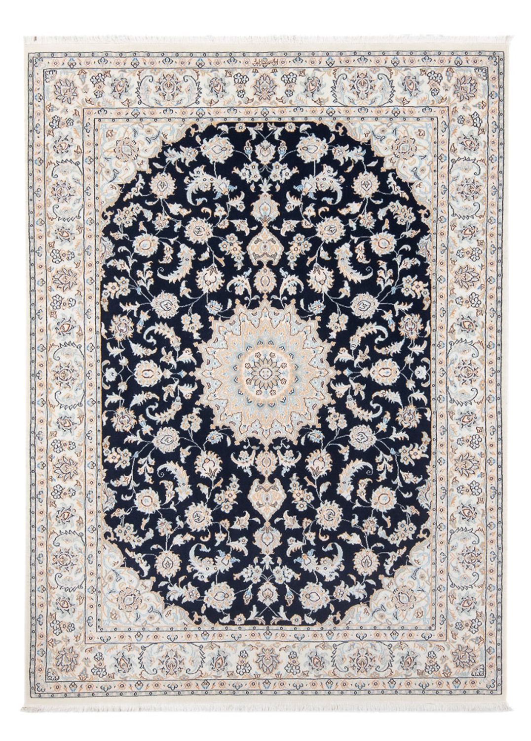 Persisk tæppe - Nain - Premium - 205 x 148 cm - mørkeblå